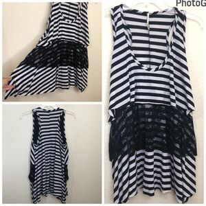 JUJU & B Tiered Layered Mixed Media Racerback Sleeveless Top NWOT